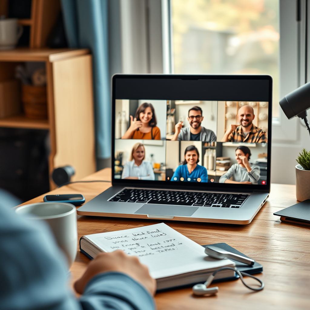 Virtual event on a laptop screen